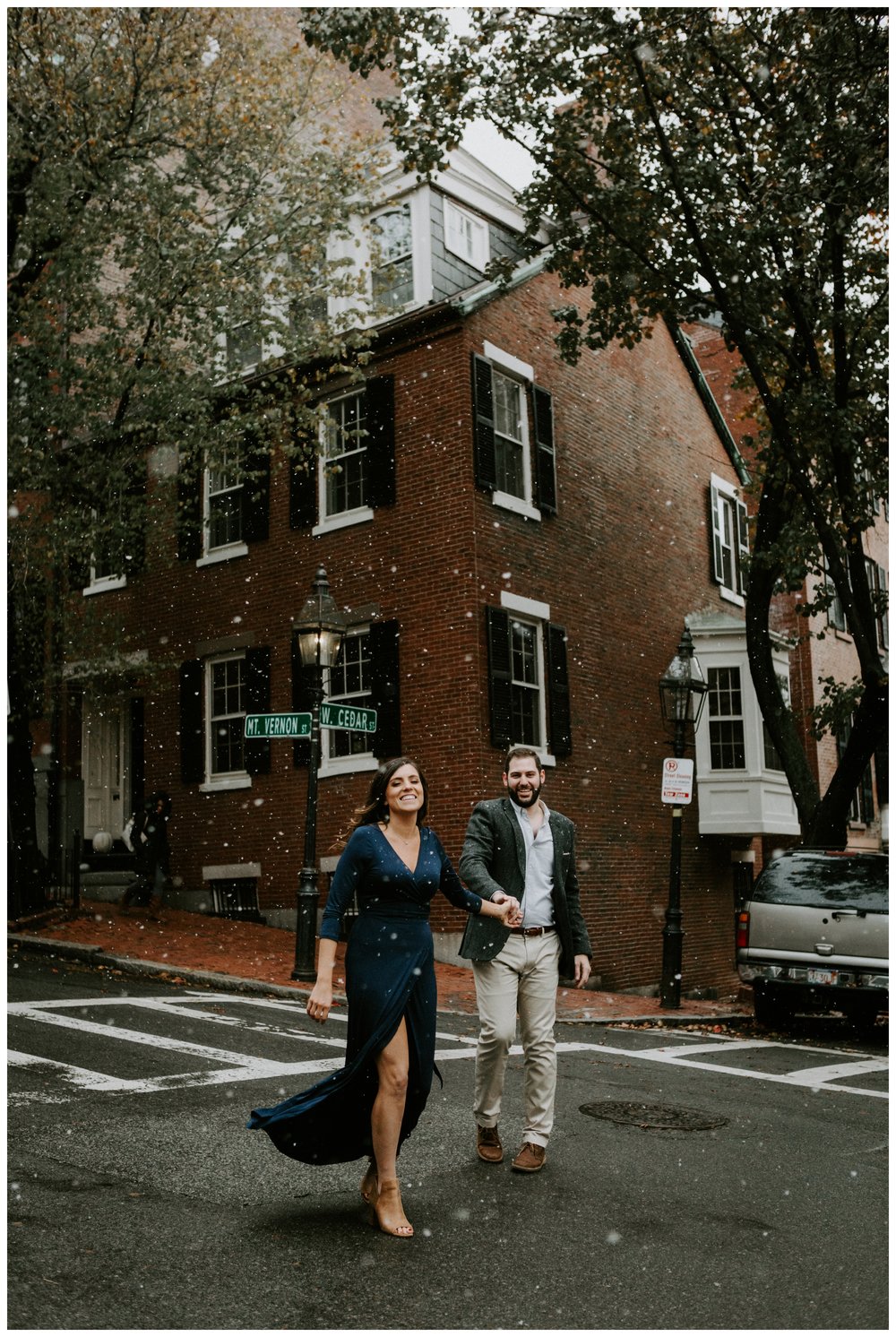 A Snowy Winter Engagement Session in Beacon Hill, Boston